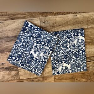 Ralph Lauren LAUREN Home Blue White Tamarind Bird Floral Pillowcases 2 Cotton